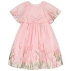 Girls Pink Floral Chiffon Dress, 1, hi-res