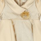 Baby Girls Gold Flower Satin Dress, 1, hi-res
