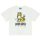 Girls Ivory Tiger Logo T-Shirt, 1, hi-res