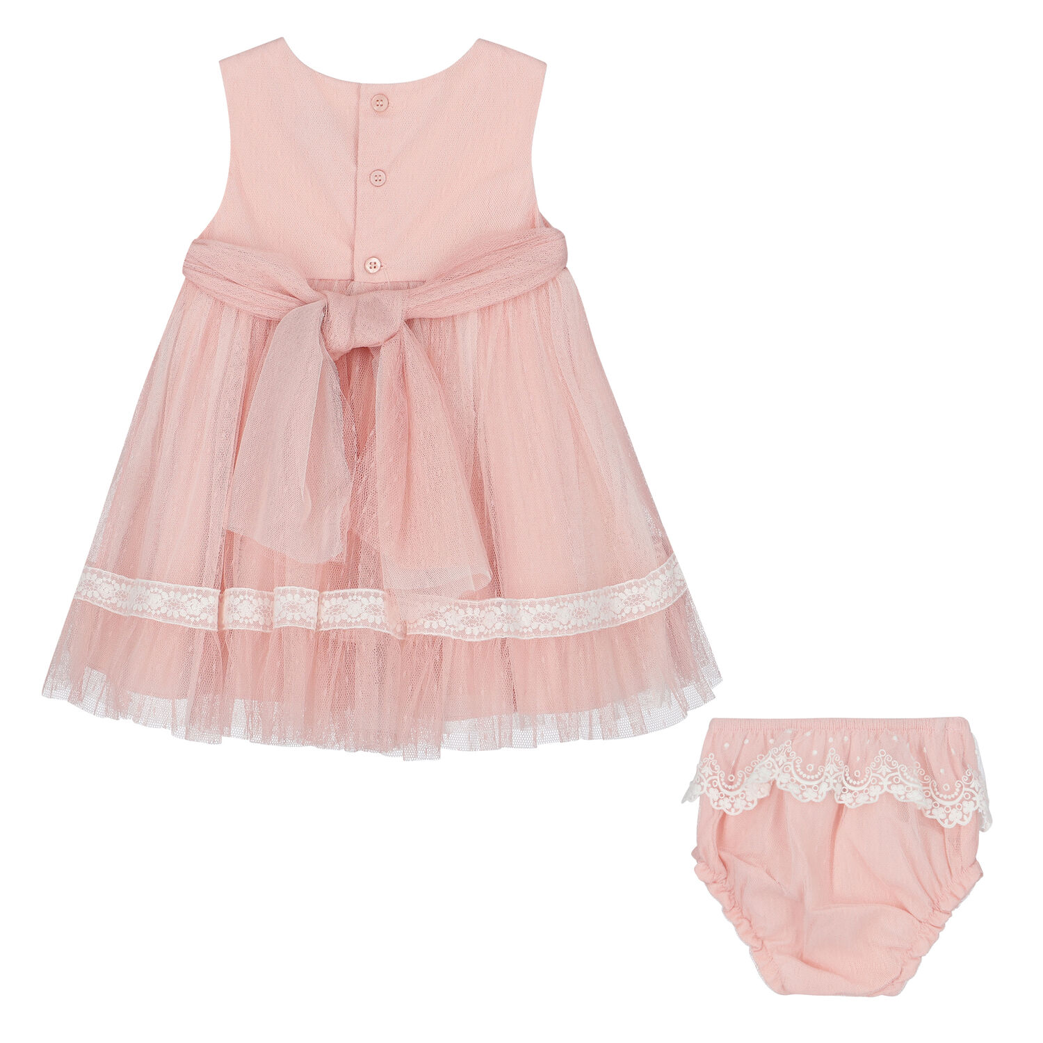 Baby Girls Pink Tulle Dress Set, 1, hi-res