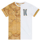 Boys White & Beige Geo T-Shirt, 2, hi-res