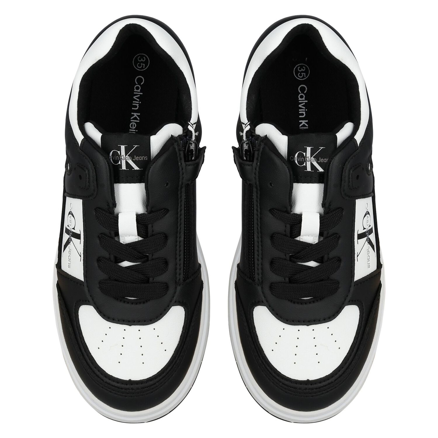 Boys White & Black Logo Trainers, 1, hi-res