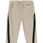 Boys Beige Logo Joggers, 1, hi-res