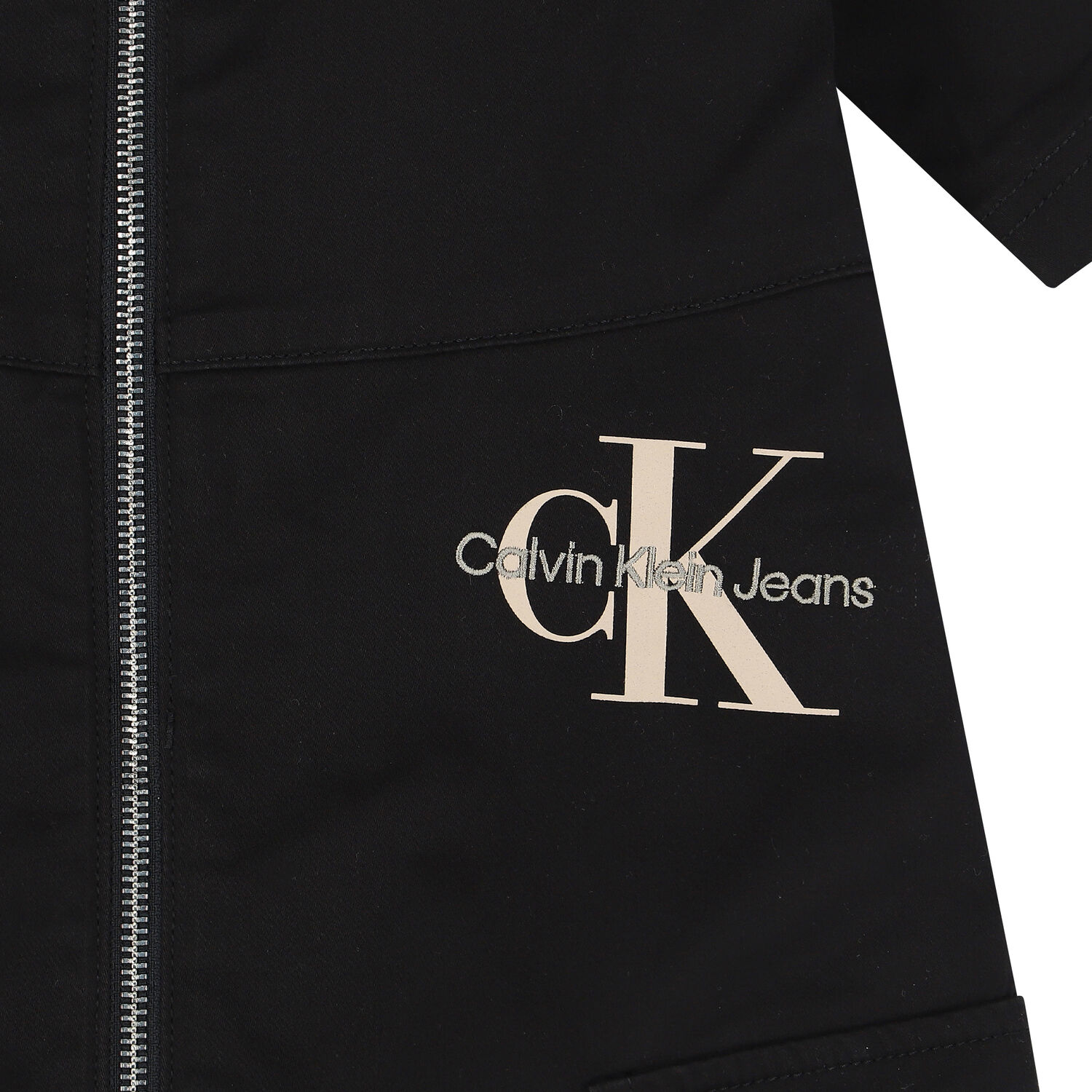 Girls Black Logo Zip-Up Dress, 1, hi-res