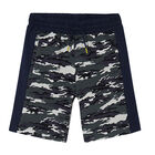 Boys Navy Camouflaged Shorts, 1, hi-res