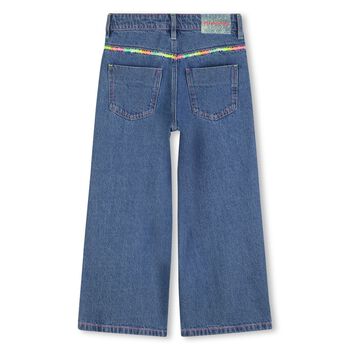 Girls Blue Denim Wide Leg Jeans
