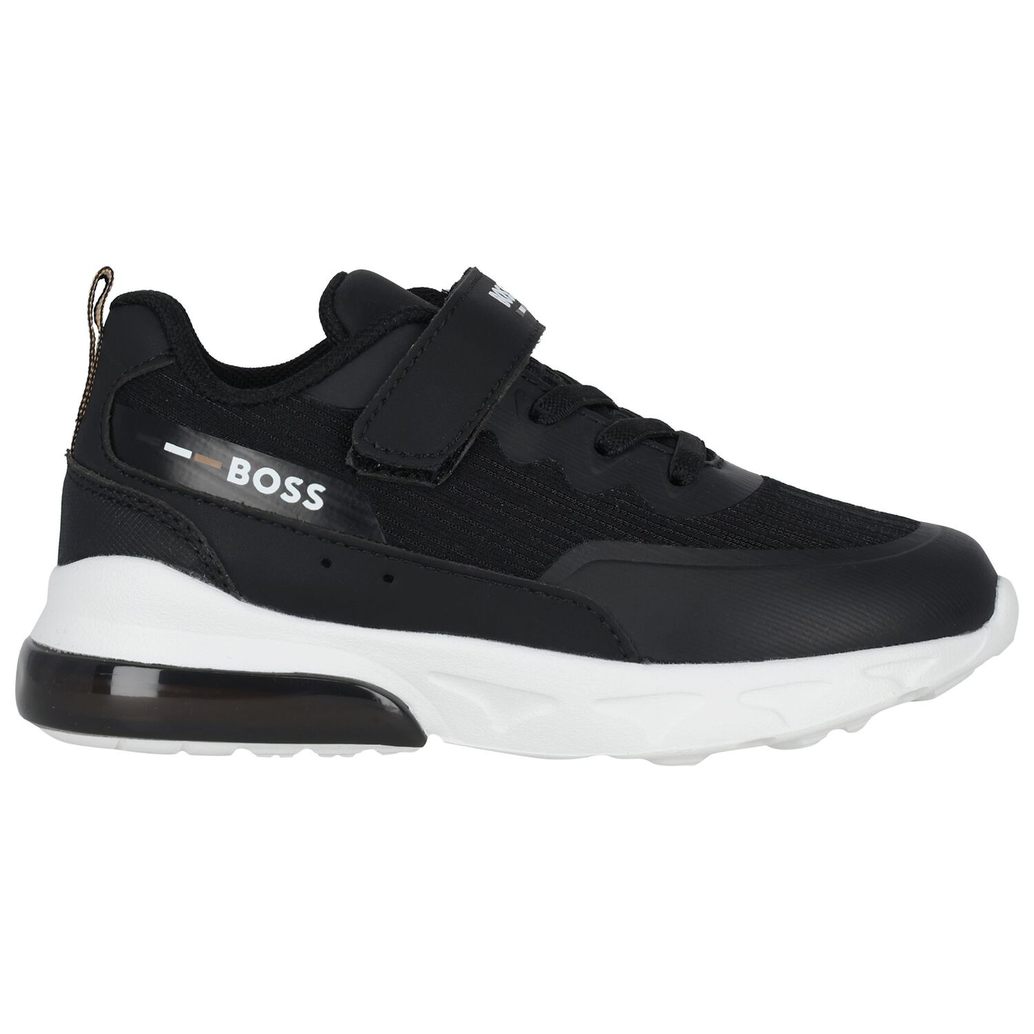 Boys Black Logo Trainers, 1, hi-res