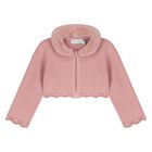 Younger Girls Pink Faux Fur Collar Cardigan, 2, hi-res