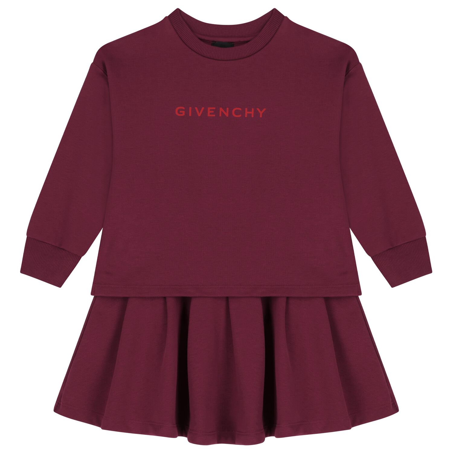 Girls Burgundy Logo Dress, 1, hi-res