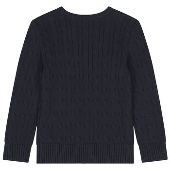 Boys Navy Blue Logo Knitted Top
