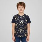 Boys Navy Blue & Gold Logo T-Shirt, 2, hi-res