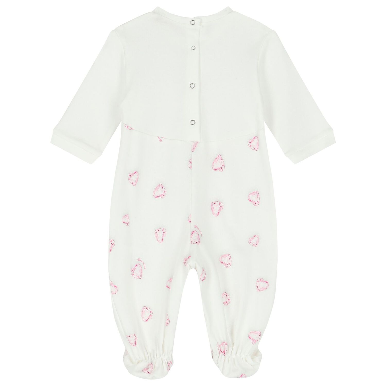 Baby Girls Ivory Heart Babygrow, 1, hi-res