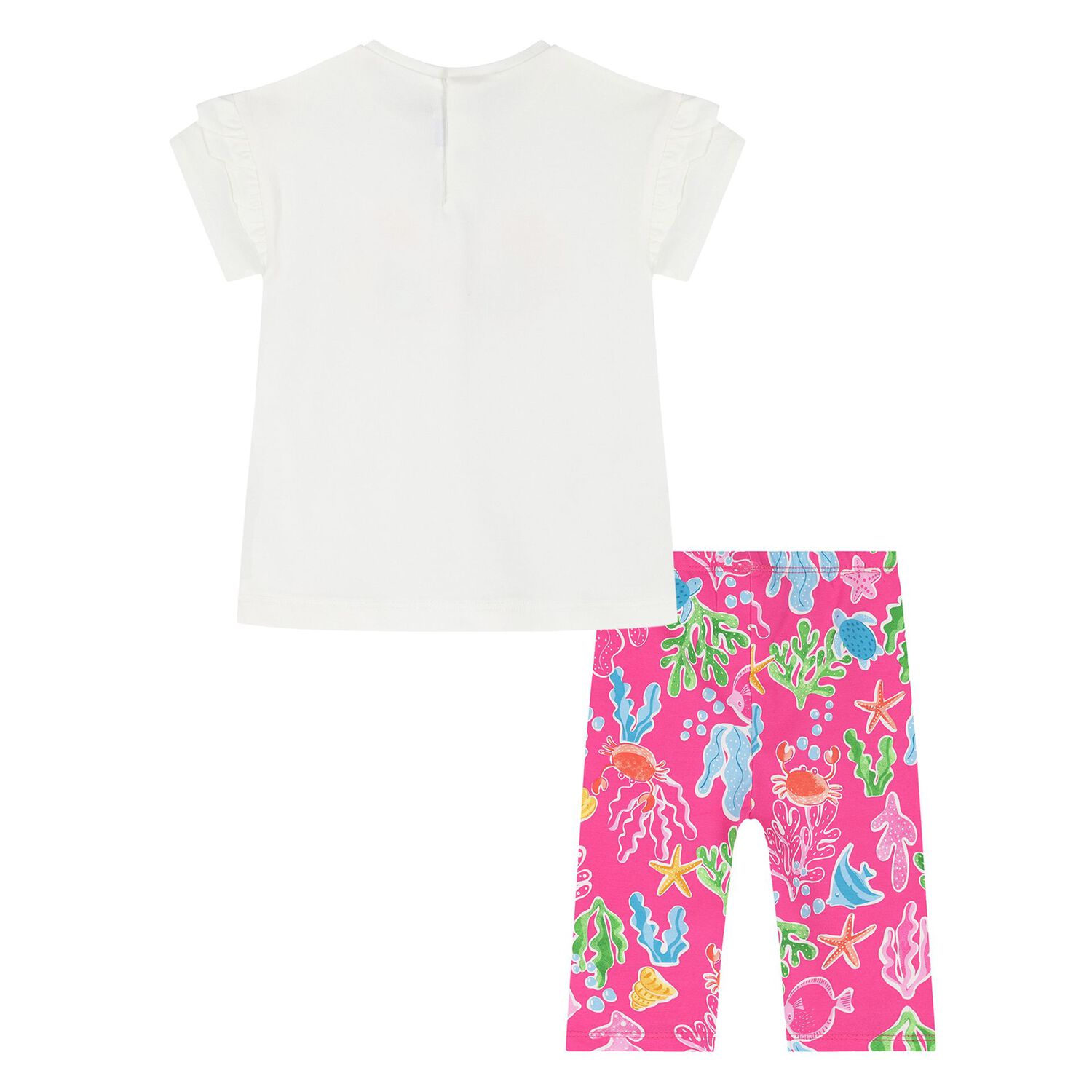 Younger Girls White & Pink  Floral Leggings Set, 1, hi-res image number null