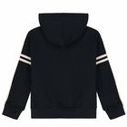 Girls Navy Blue Zip Up Logo Top, 1, hi-res