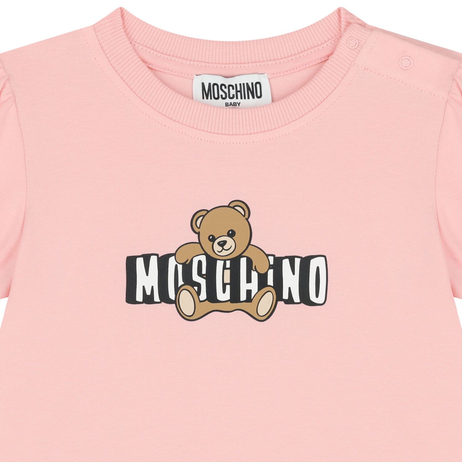 Younger Girls Pink Teddy Bear Logo Dress, 4, hi-res