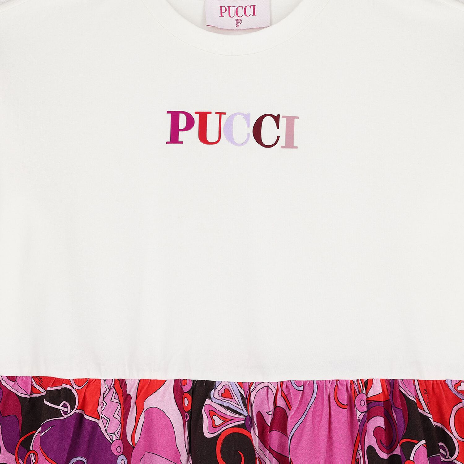 Girls Pink & White Logo Orchidee Dress, 1, hi-res