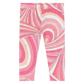 Younger Girls Pink & White Iride Leggings