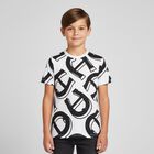 Boys White & Black Logo T-Shirt, 1, hi-res
