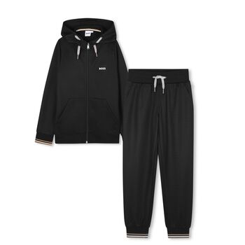 Boys Black Logo Tracksuit
