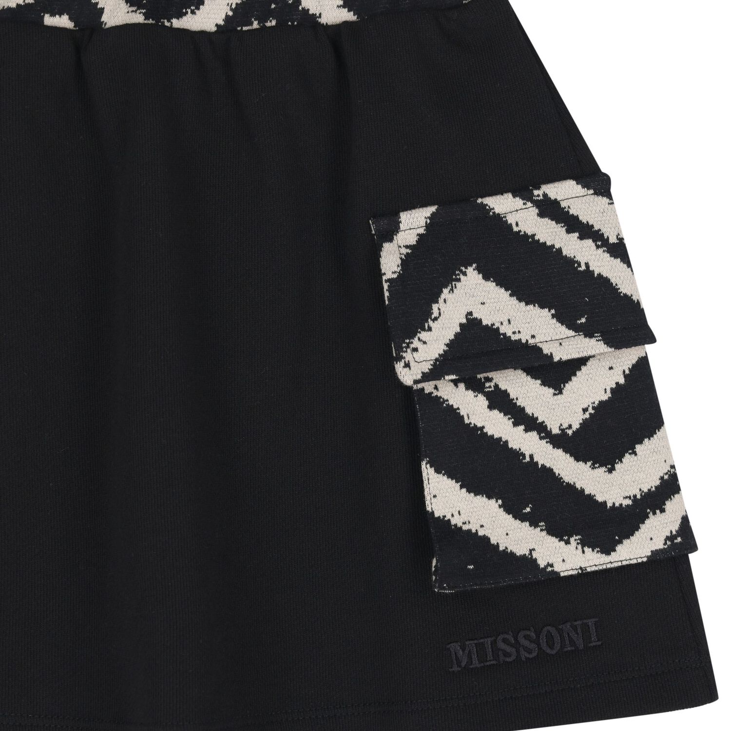 Girls Black Zig Zag Logo Skirt, 1, hi-res