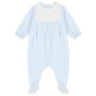 Baby Boys White & Blue Babygrow, 1, hi-res