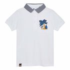 Boys White Cotton Polo Shirt, 1, hi-res