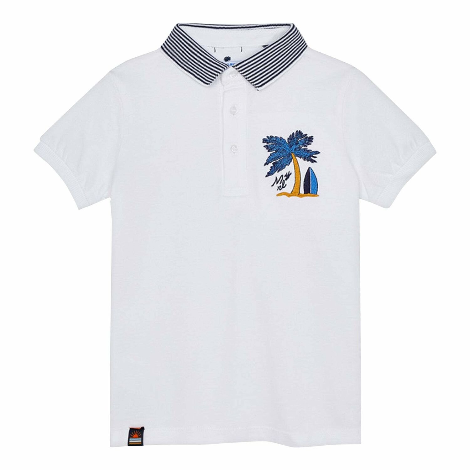 Boys White Cotton Polo Shirt, 1, hi-res
