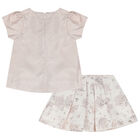 Girls Gold Satin & Jacquard Skirt Set, 1, hi-res