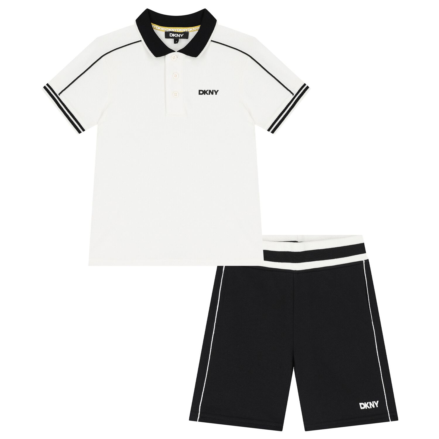 Boys White & Black Logo Shorts Set, 1, hi-res image number null