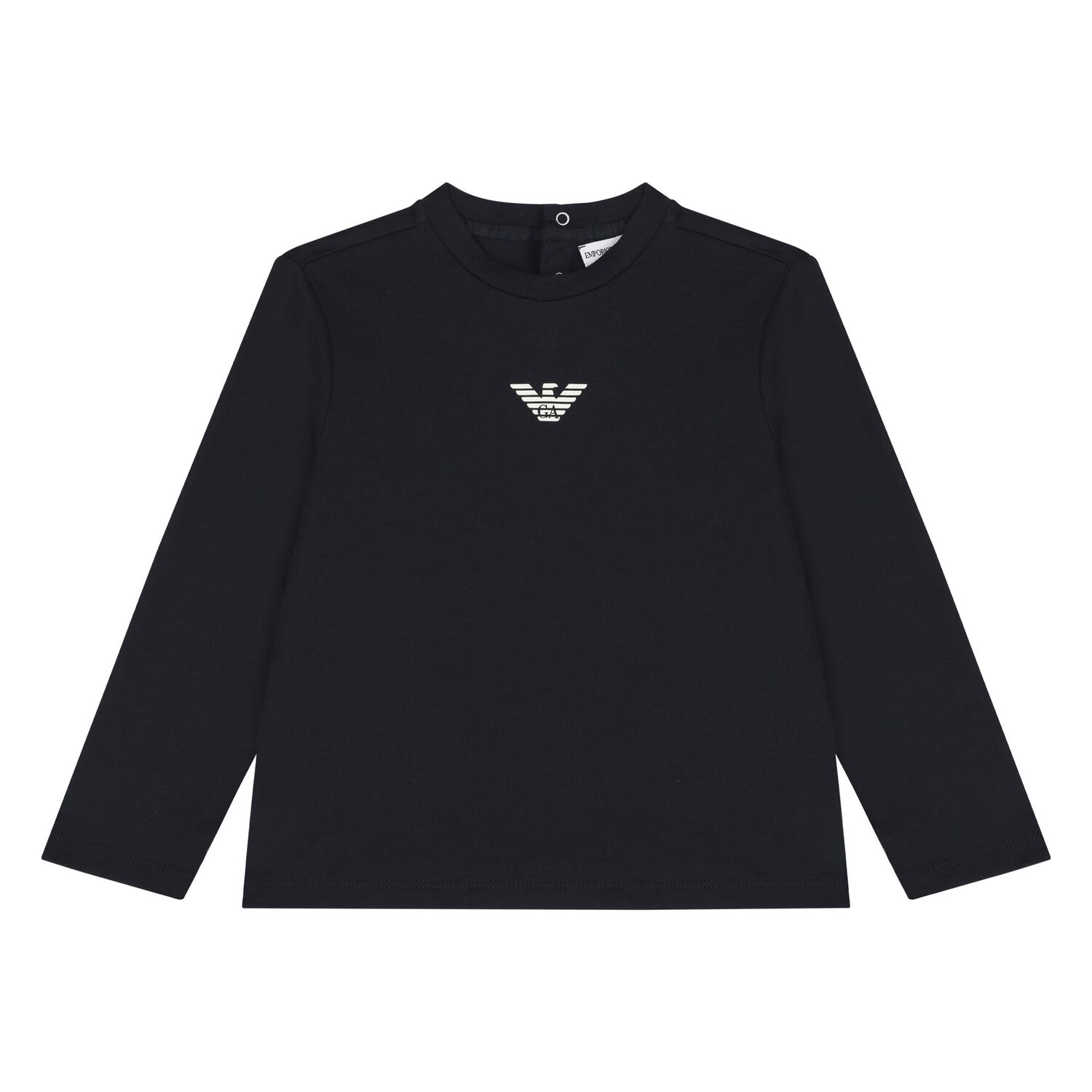 Baby Boys Black Logo Long Sleeve Top, 3, hi-res