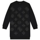 Girls Black Logo Sweatshirt Dress, 1, hi-res
