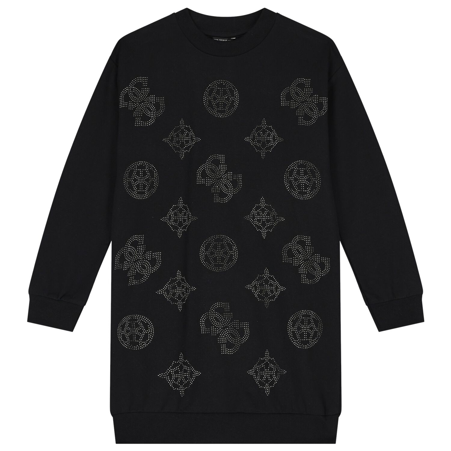 Girls Black Logo Sweatshirt Dress, 1, hi-res image number null