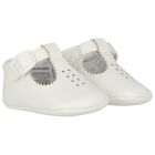 White Leather Pre Walker Shoes, 1, hi-res