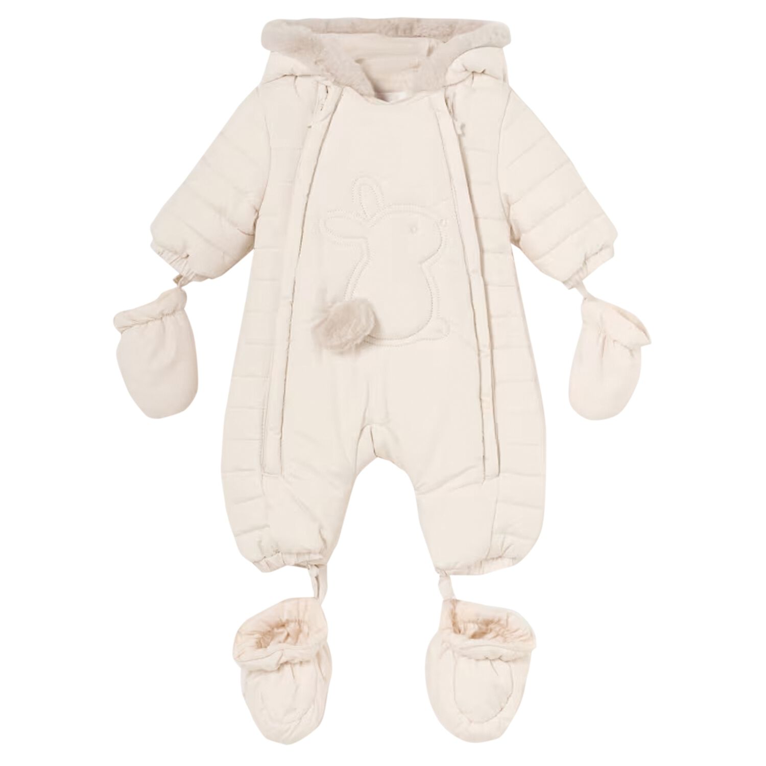 Beige Logo Snowsuit, 1, hi-res