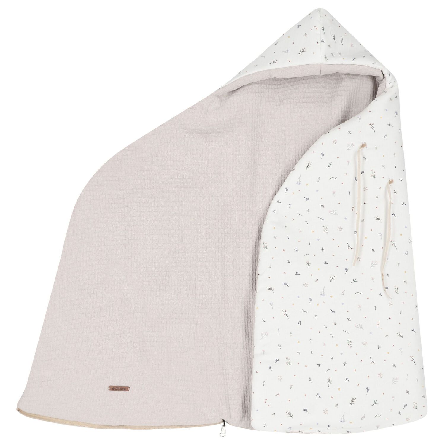 Ivory & Beige Hooded Reversible Baby Nest, 1, hi-res