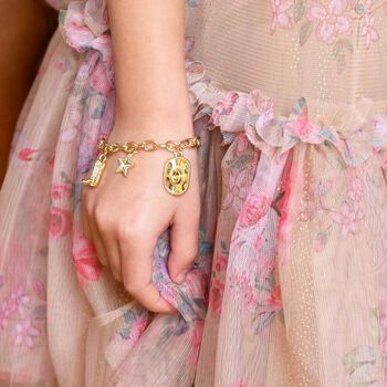 Girls Gold Cowgirl Charm Bracelet