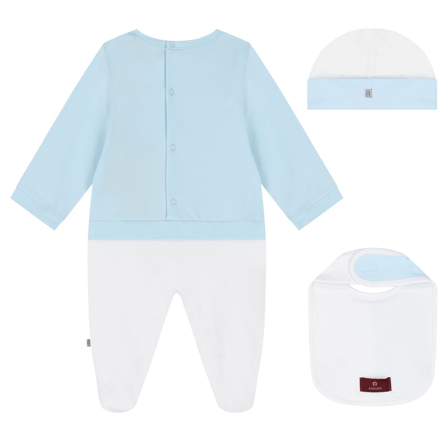 Boys Blue & White Babygrow, Hat & Bib Gift Set, 1, hi-res