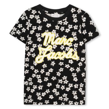 Girls Black Logo Floral T-Shirt
