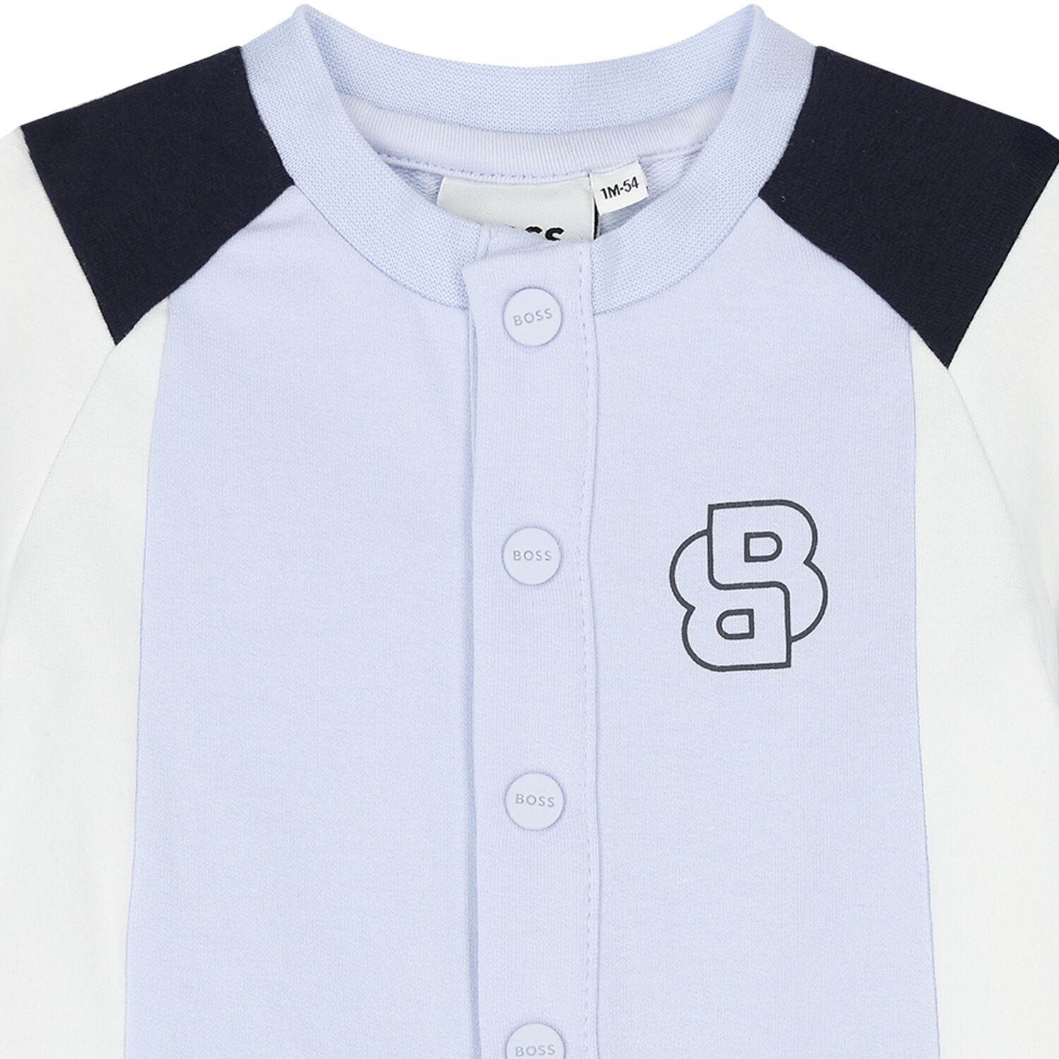 Baby Boys Blue Logo Romper, 1, hi-res