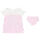 Baby Girls White & Pink Striped Dress, 1, hi-res