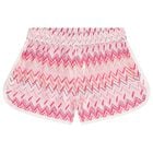 Girls Pink & White Logo Zig Zag Shorts, 1, hi-res