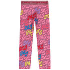 Girls Pink Logo Leggings, 1, hi-res