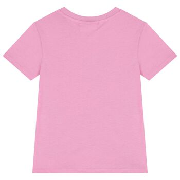 Girls Pink Crystal Embellished Diamant&eacute; Logo T-Shirt