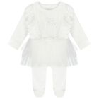 Baby Girls Ivory Swan Tutu Babygrow, 1, hi-res
