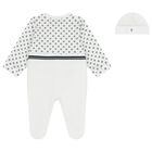 Baby Boys White & Navy Blue Logo Babygrow Set, 1, hi-res