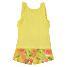 Girls Yellow Embroidered Shorts Set, 1, hi-res