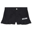Girls Black Logo Shorts, 1, hi-res