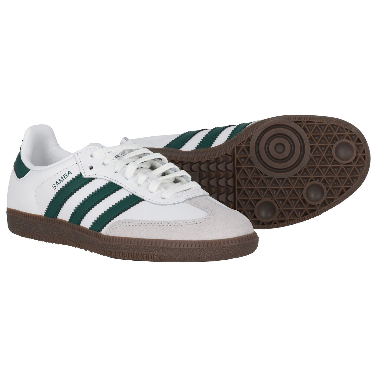 White & Green Samba OG Trainers, 1, hi-res