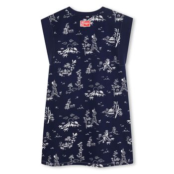 Girls Navy Blue Logo Dress