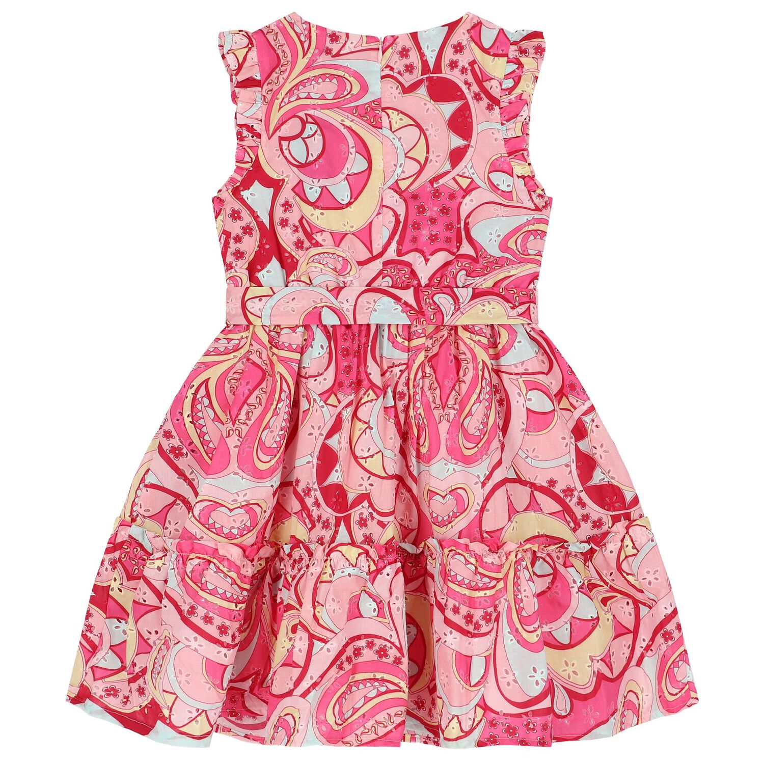 Girls Pink Cotton Paisley Dress, 1, hi-res